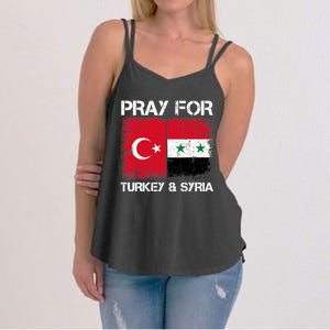 Pray For Turkey And Syria Earthquake In Turkey & Syria Flag Women's Strappy Tank