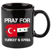 Pray For Turkey & Syria Flag Earthquake In Turkey Syria 11oz C Handle Ceramic Mug