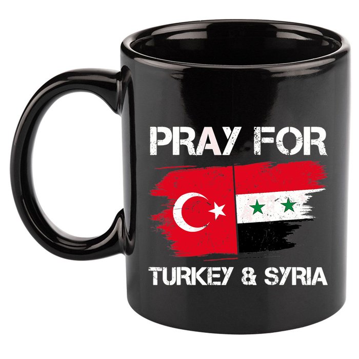 Pray For Turkey & Syria Flag Earthquake In Turkey Syria 11oz C Handle Ceramic Mug