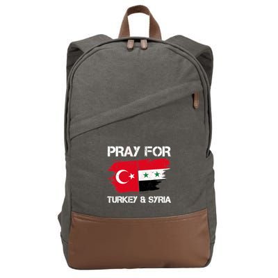 Pray For Turkey & Syria Flag Earthquake In Turkey Syria Cotton Canvas Backpack