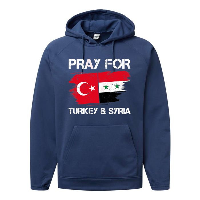 Pray For Turkey & Syria Flag Earthquake In Turkey Syria Performance Fleece Hoodie