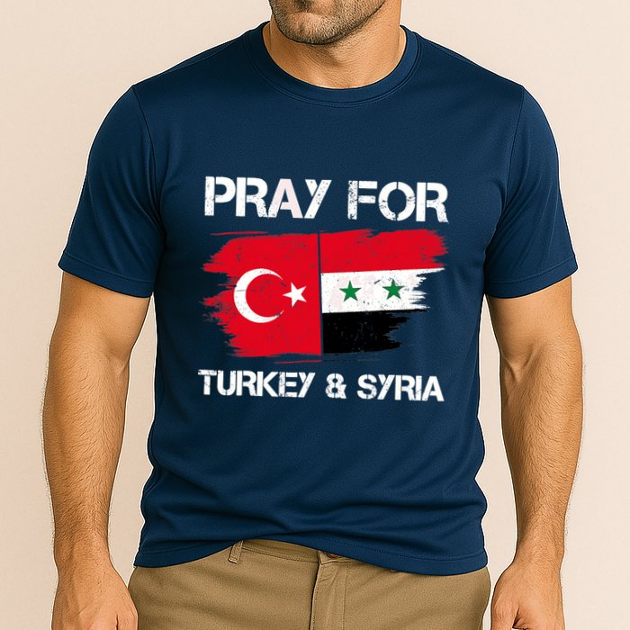 Pray For Turkey & Syria Flag Earthquake In Turkey Syria Cooling Performance Crew T-Shirt