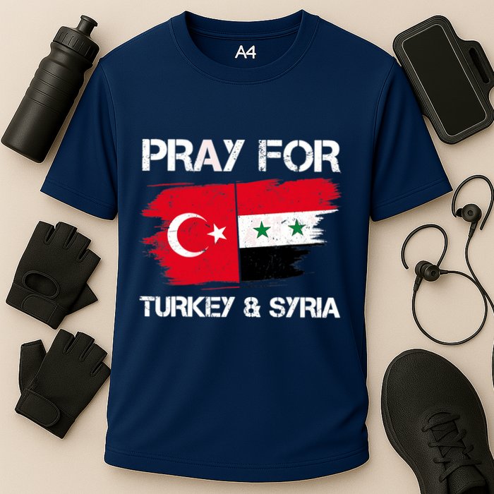 Pray For Turkey & Syria Flag Earthquake In Turkey Syria Cooling Performance Crew T-Shirt