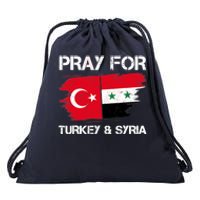 Pray For Turkey & Syria Flag Earthquake In Turkey Syria Drawstring Bag