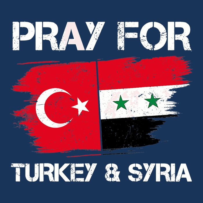 Pray For Turkey & Syria Flag Earthquake In Turkey Syria Drawstring Bag