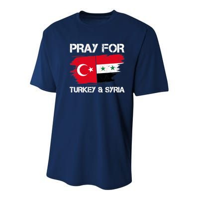 Pray For Turkey & Syria Flag Earthquake In Turkey Syria Youth Performance Sprint T-Shirt