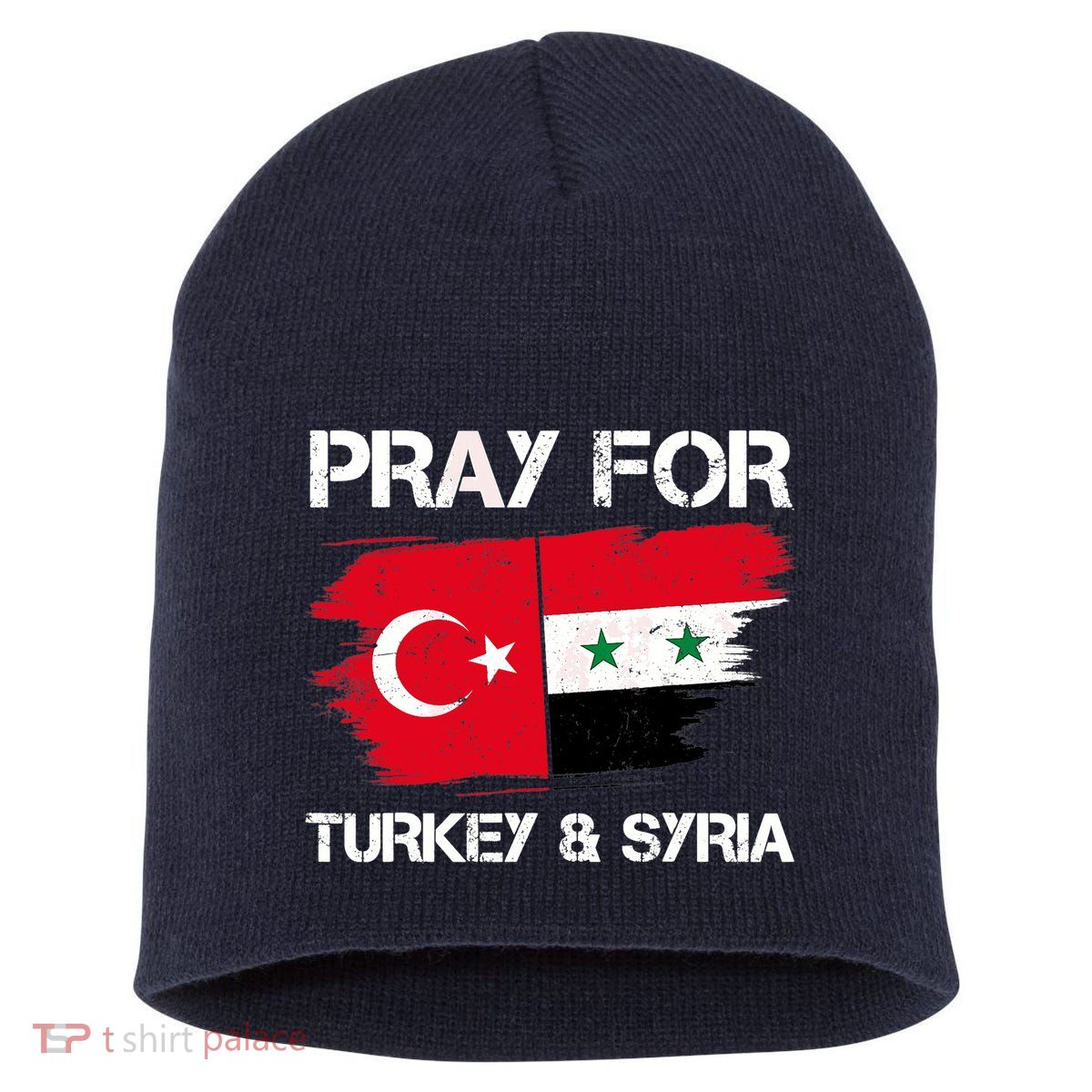 Pray For Turkey & Syria Flag Earthquake In Turkey Syria Short Acrylic Beanie