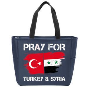 Pray For Turkey & Syria Flag Earthquake In Turkey Syria Zip Tote Bag