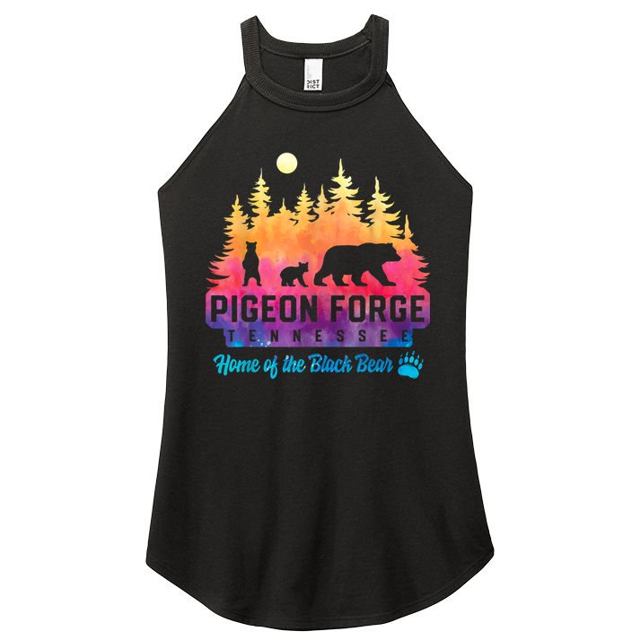 Pigeon Forge Tennessee Bear Great Smoky Mountains Tie Dye Women's Perfect Tri Rocker Tank
