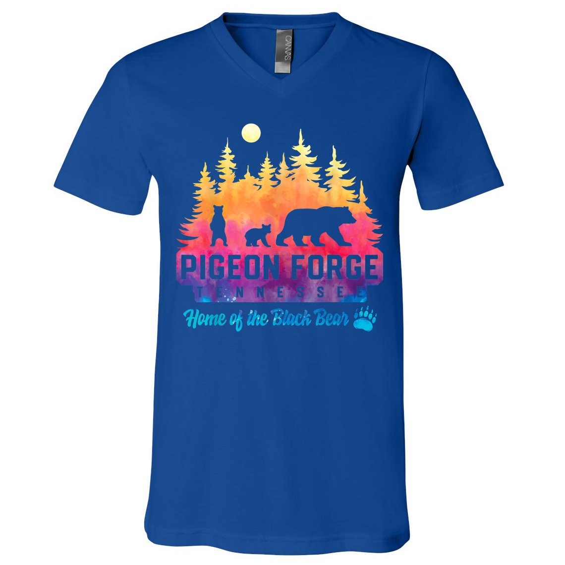 Pigeon Forge Tennessee Bear Great Smoky Mountains Tie Dye V-Neck T-Shirt