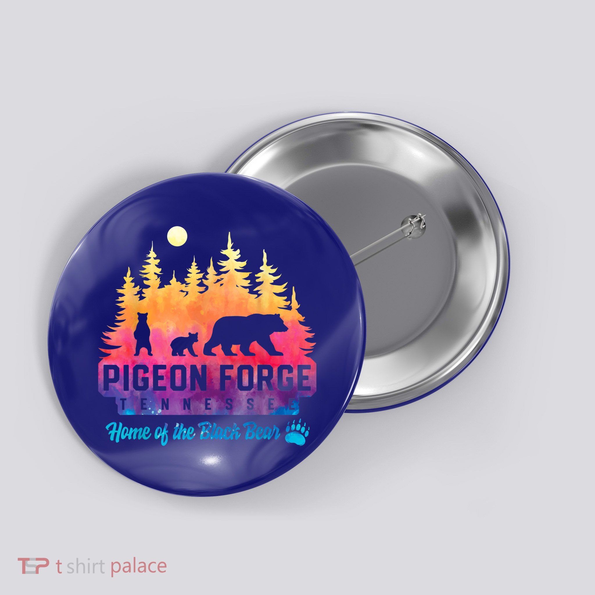 Pigeon Forge Tennessee Bear Great Smoky Mountains Tie Dye Button