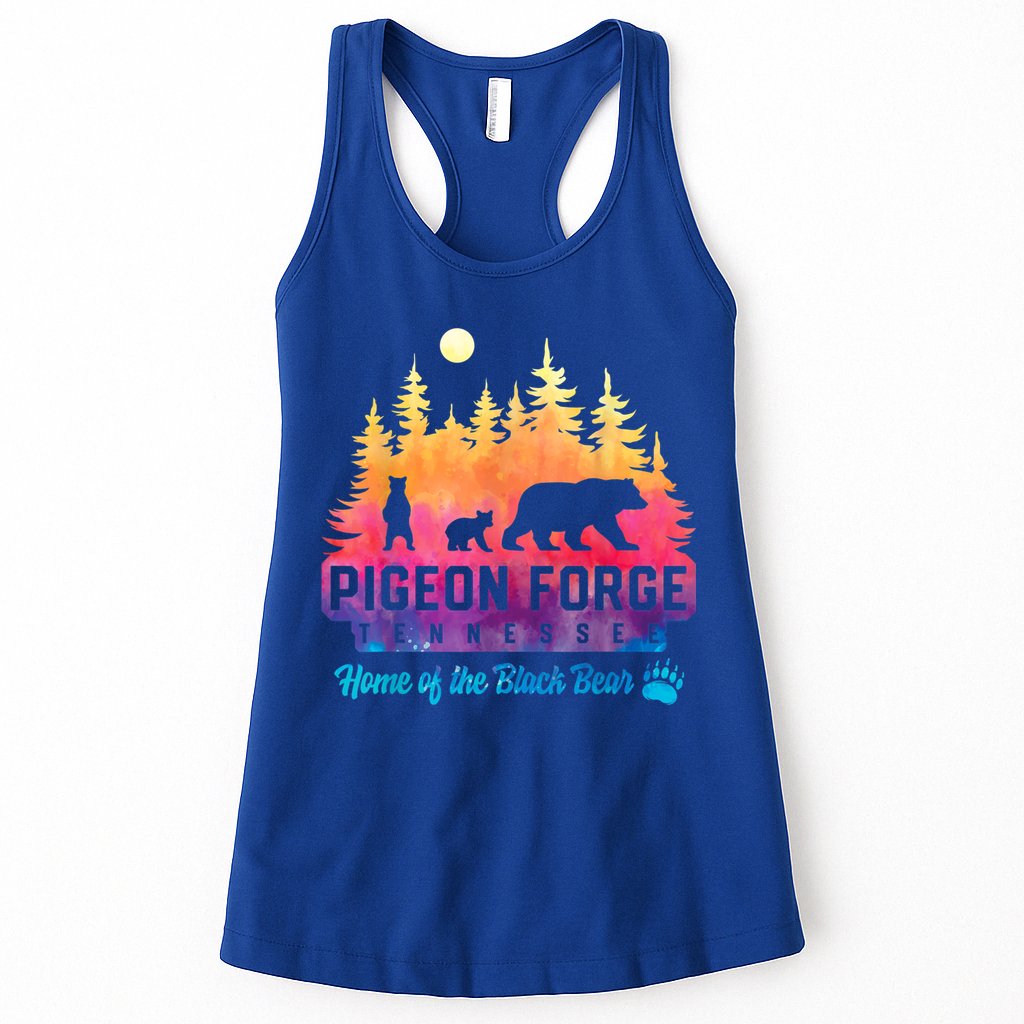 Pigeon Forge Tennessee Bear Great Smoky Mountains Tie Dye Womens Tank Top
