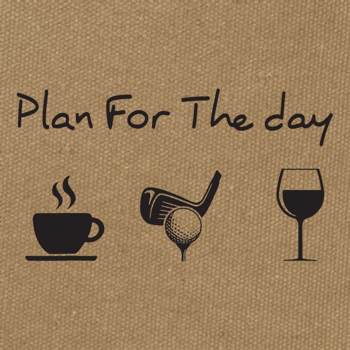 Plan For The Day Coffee Golf Wine Cotton Canvas Backpack