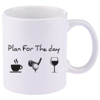Plan For The Day Coffee Golf Wine 11oz C Handle Ceramic Mug