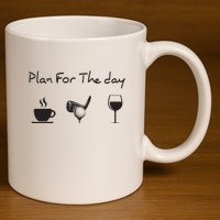Plan For The Day Coffee Golf Wine 11oz C Handle Ceramic Mug