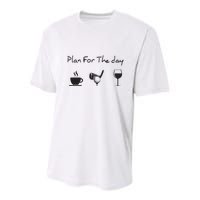 Plan For The Day Coffee Golf Wine Youth Performance Sprint T-Shirt