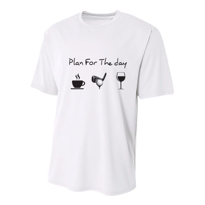 Plan For The Day Coffee Golf Wine Youth Performance Sprint T-Shirt
