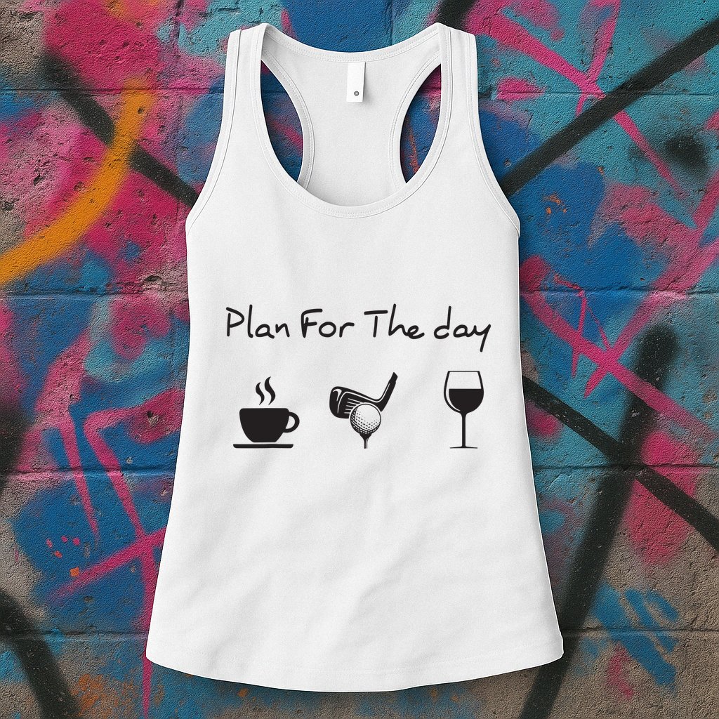 Plan For The Day Coffee Golf Wine Womens Tank Top