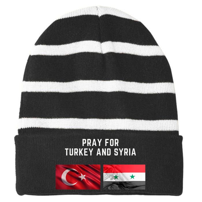 Pray For Turkey And Syria Earthquake In Turkey Striped Beanie with Solid Band