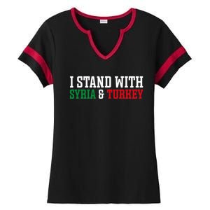 Pray For Turkey Syria Earthquake Praying Caring Ladies Halftime Notch Neck Tee