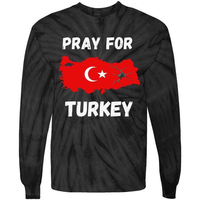 Pray For Turkey & Syria Flag Earthquake In Turkey Syria Tie-Dye Long Sleeve Shirt