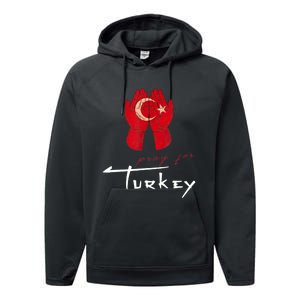 Pray For Turkey & Syria Flag Earthquake In Turkey Syria Performance Fleece Hoodie