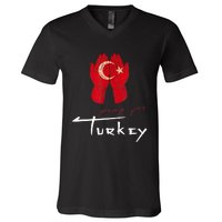 Pray For Turkey & Syria Flag Earthquake In Turkey Syria V-Neck T-Shirt