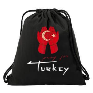 Pray For Turkey & Syria Flag Earthquake In Turkey Syria Drawstring Bag