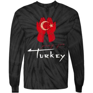 Pray For Turkey & Syria Flag Earthquake In Turkey Syria Tie-Dye Long Sleeve Shirt