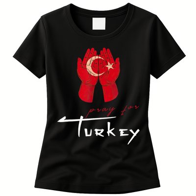 Pray For Turkey & Syria Flag Earthquake In Turkey Syria Womens T-Shirt