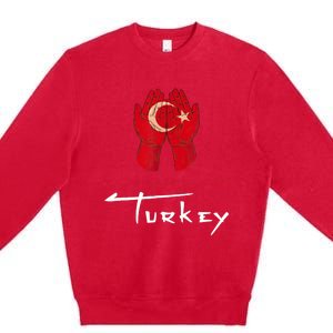 Pray For Turkey & Syria Flag Earthquake In Turkey Syria Premium Crewneck Sweatshirt