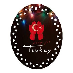 Pray For Turkey & Syria Flag Earthquake In Turkey Syria Ceramic Oval Ornament