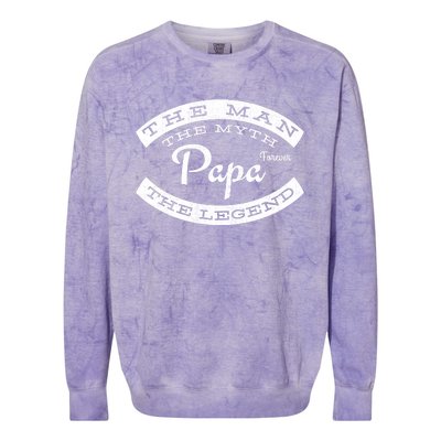 Papa Forever The The Myth The Legend Vintage Funny Gift Colorblast Crewneck Sweatshirt