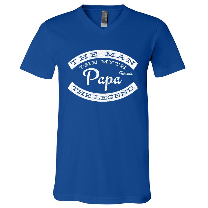 Papa Forever The The Myth The Legend Vintage Funny Gift V-Neck T-Shirt