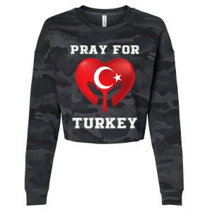 Pray For Turkey Earthquake Turkey Heart Flag Cropped Pullover Crew