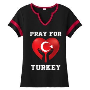 Pray For Turkey Earthquake Turkey Heart Flag Ladies Halftime Notch Neck Tee