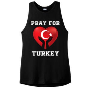 Pray For Turkey Earthquake Turkey Heart Flag Ladies PosiCharge Tri-Blend Wicking Tank