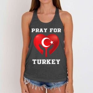 Pray For Turkey Earthquake Turkey Heart Flag Women's Knotted Racerback Tank