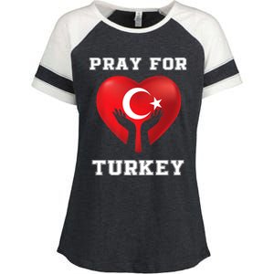 Pray For Turkey Earthquake Turkey Heart Flag Enza Ladies Jersey Colorblock Tee