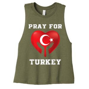 Pray For Turkey Earthquake Turkey Heart Flag Women's Racerback Cropped Tank