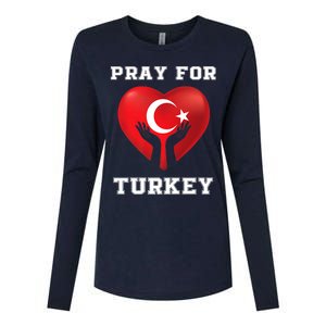 Pray For Turkey Earthquake Turkey Heart Flag Womens Cotton Relaxed Long Sleeve T-Shirt