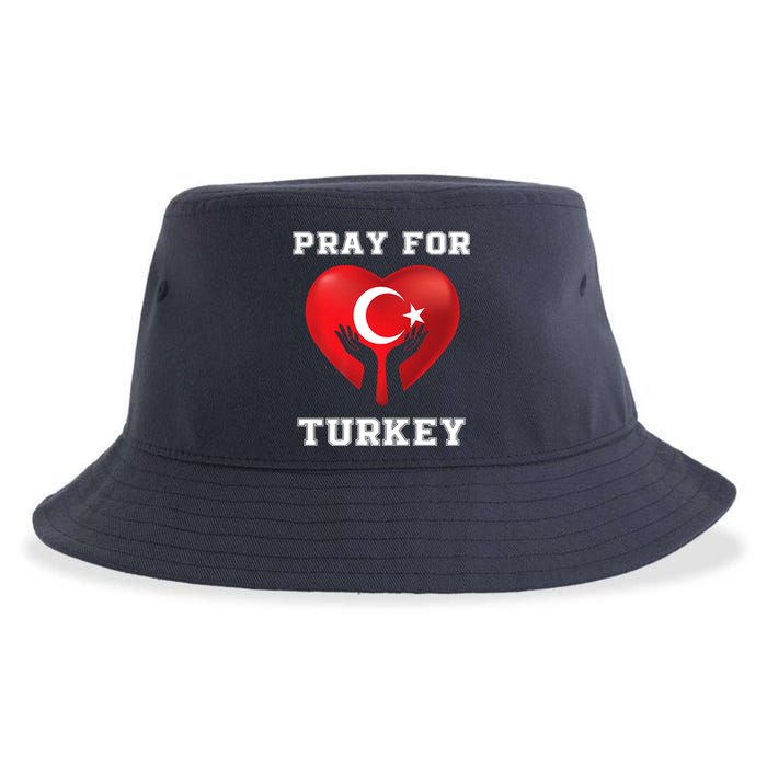 Pray For Turkey Earthquake Turkey Heart Flag Sustainable Bucket Hat