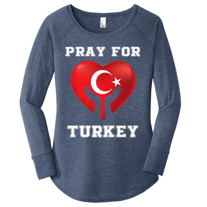 Pray For Turkey Earthquake Turkey Heart Flag Women's Perfect Tri Tunic Long Sleeve Shirt