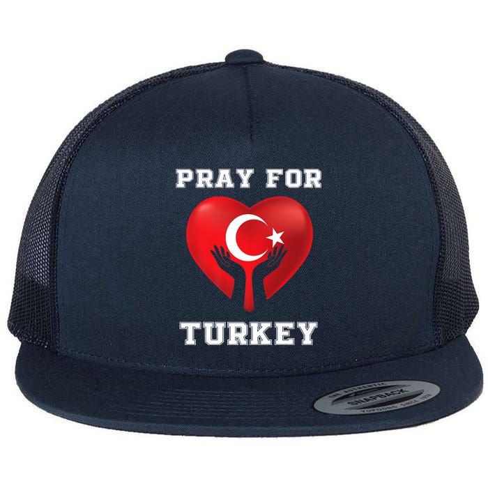 Pray For Turkey Earthquake Turkey Heart Flag Flat Bill Trucker Hat