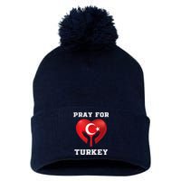 Pray For Turkey Earthquake Turkey Heart Flag Pom Pom 12in Knit Beanie