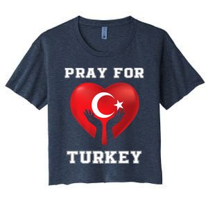 Pray For Turkey Earthquake Turkey Heart Flag Women's Crop Top Tee