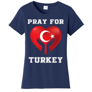 Pray For Turkey Earthquake Turkey Heart Flag Women's T-Shirt