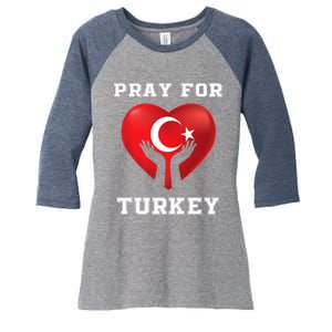 Pray For Turkey Earthquake Turkey Heart Flag Women's Tri-Blend 3/4-Sleeve Raglan Shirt