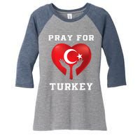 Pray For Turkey Earthquake Turkey Heart Flag Women's Tri-Blend 3/4-Sleeve Raglan Shirt