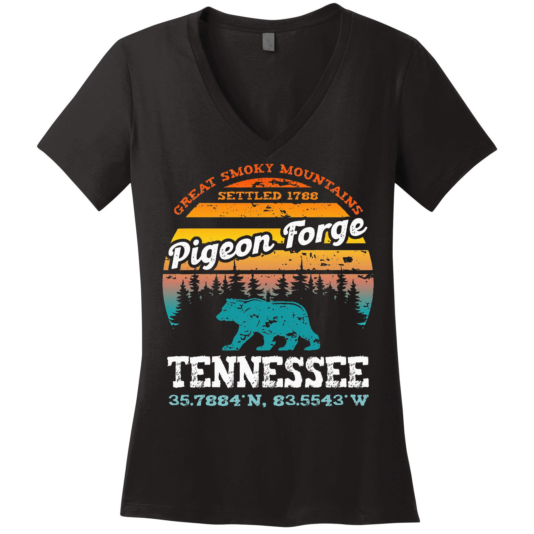 Pigeon Forge Tennessee Great Smoky Mountains Trip Gifts Women's V-Neck T-Shirt